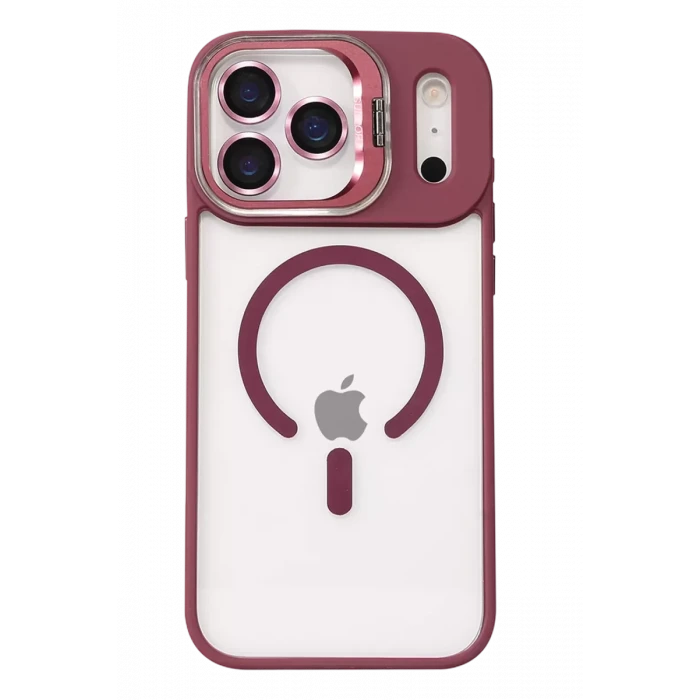 Joko Apple iPhone 17 Pro Max Remim Lensli Magsafe Standlı Kapak - Bordo