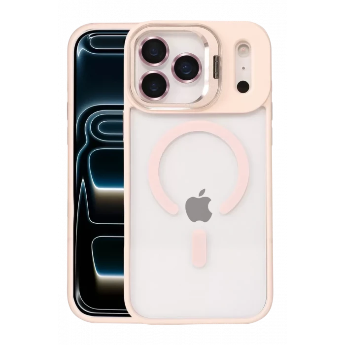 Joko Apple iPhone 17 Pro Remim Lensli Magsafe Standlı Kapak - Pembe