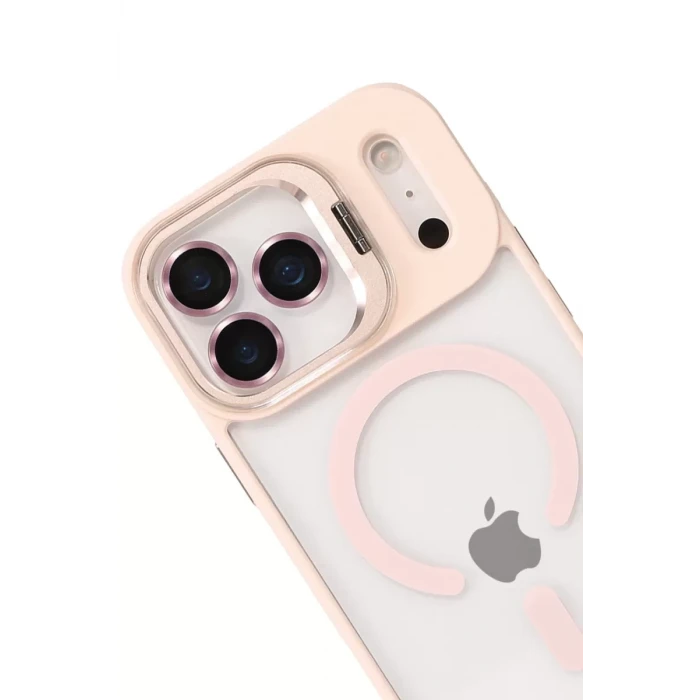 Joko Apple iPhone 17 Pro Remim Lensli Magsafe Standlı Kapak - Pembe
