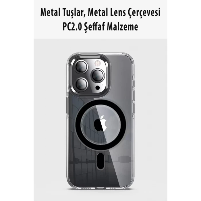 Joko Apple iPhone 15 Pro Max Kılıf Crystal Magsafe Kapak - Şeffaf