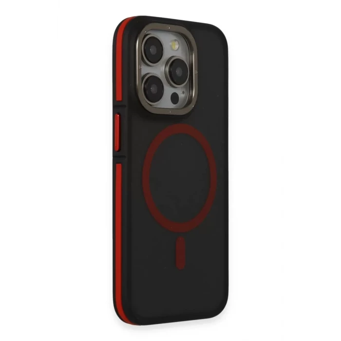 Joko Apple iPhone 15 Pro Max Rocky Magsafe Kapak - Siyah-Kırmızı