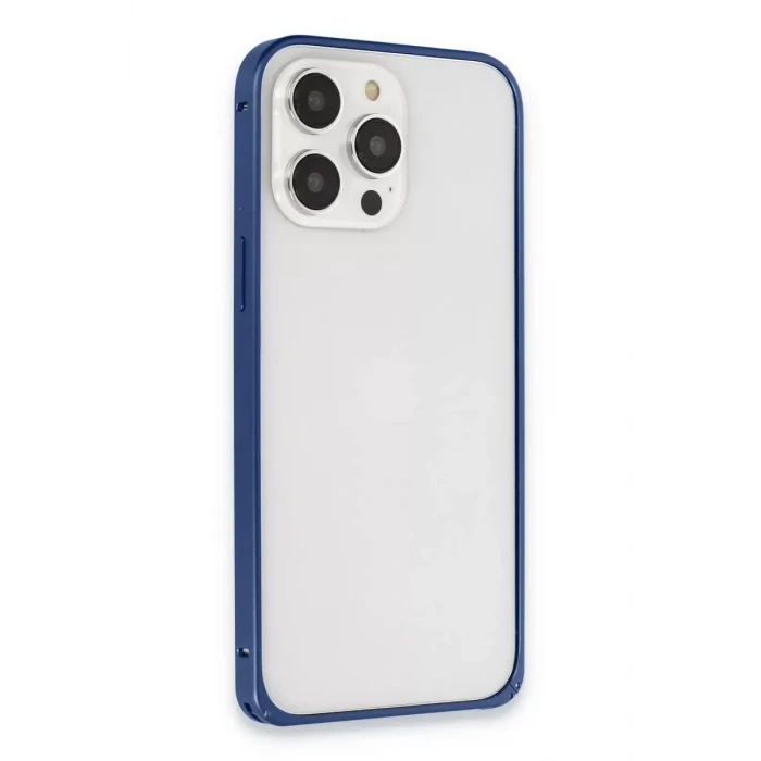 Joko Apple iPhone 15 Pro Metal Bumper Mat Kapak - Lacivert