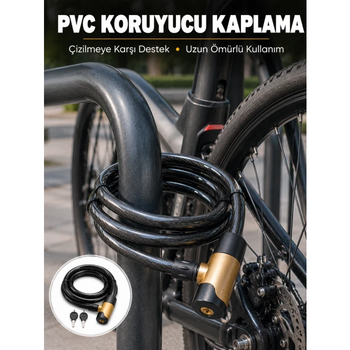 Kalın PVC Kaplamalı Çelik Halat Kilidi Pratik ve Güvenli Günlük Kullanım