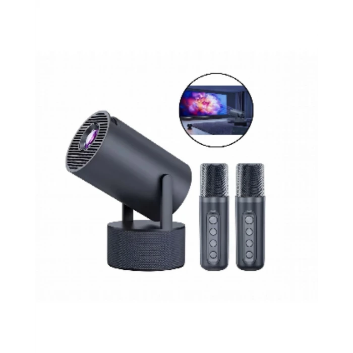 Karaoke Mikrofonlu Akıllı Projeksiyon Cihazı WiFi Bluetooth Destekli