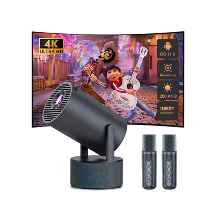 Akıllı Projeksiyon Cihazı Karaoke Mikrofonlu 1080P Android Yeni Nesil