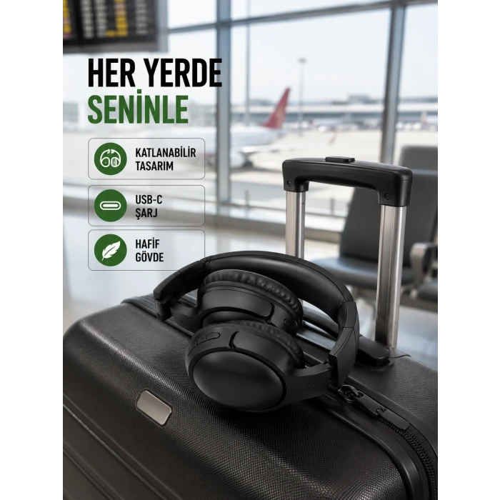 Katlanabilir USB-C Şarjlı Bluetooth Kulaklık