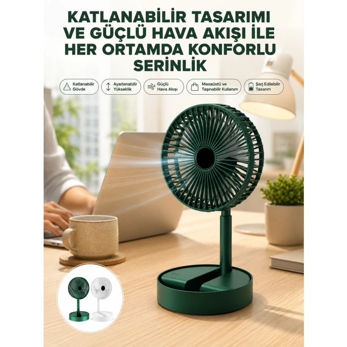 Katlanabilir Usb Şarjlı Masaüstü Soğutucu Mini Fan Telefon Tutucu