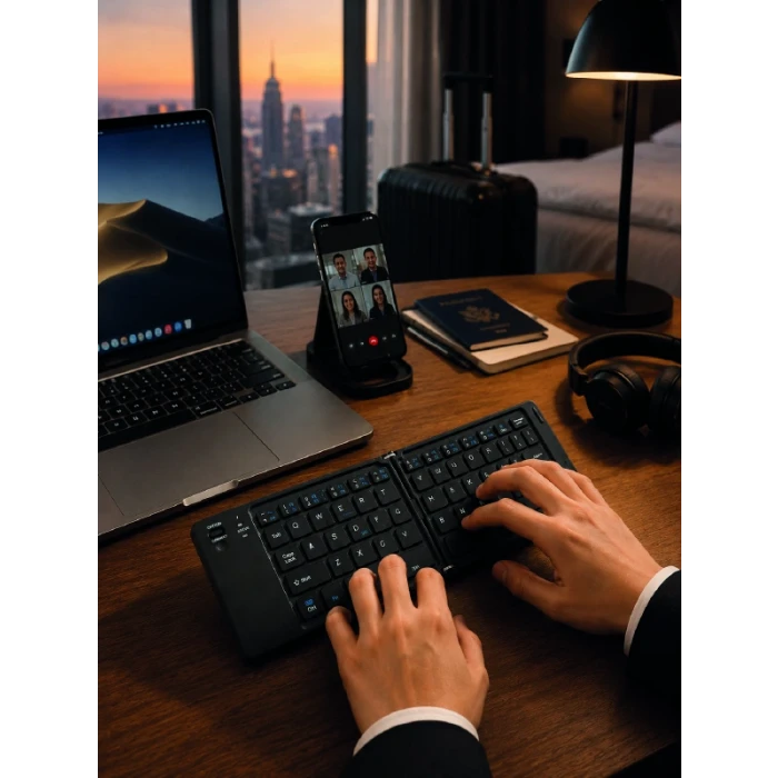 Katlanır Bluetooth Klavye Telefon Tablet Laptop Uyumlu Kablosuz Klavye