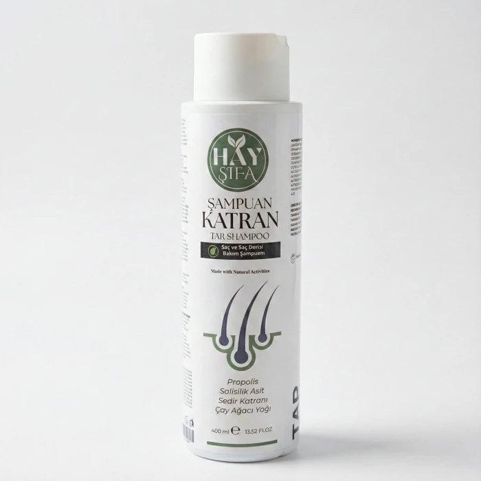 Katran Şampuanı 400 ml Sedir Katranı Çam Katranı Çay Ağacı Yağı ve Propolis İçeren Bitkisel Şampuan