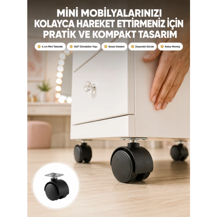 Kilitsiz 4 cm Mobilya Ayağı Tek Adet Pratik ve Dayanıklı