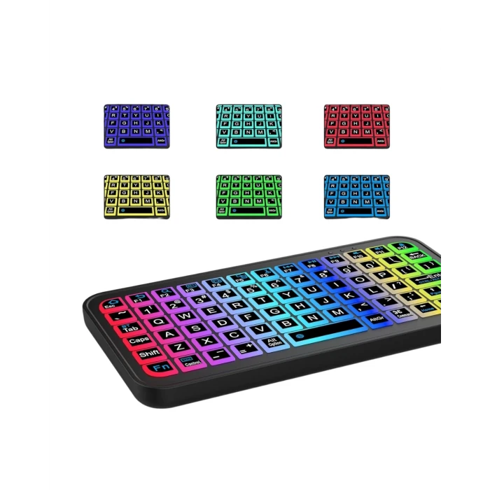 Kompakt Siyah RGB Işıklı Bluetooth Mini Klavye