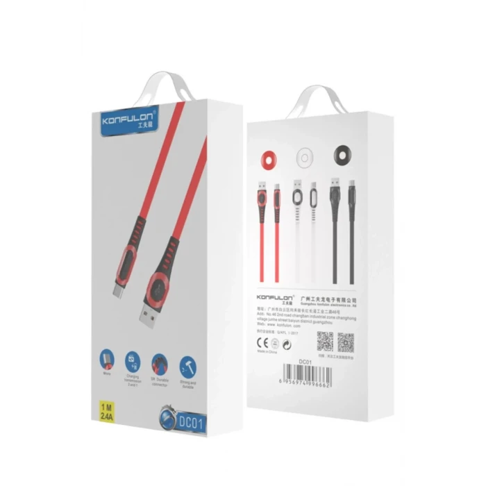 Konfulon DC01 Süper Hızlı Micro USB Kablo 1M 2.4A - Siyah