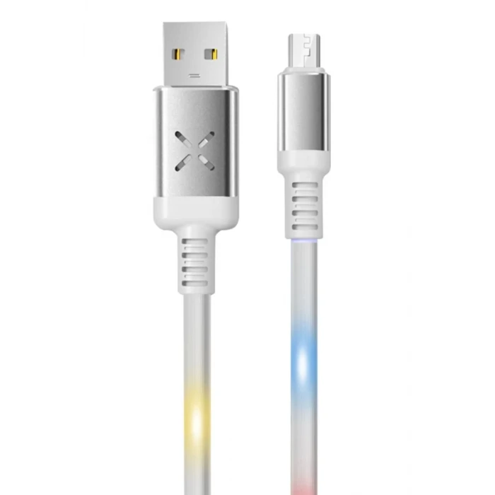 Konfulon DC09 Ses Duyarlı Işıklı Micro USB Kablo 1M 2A - Beyaz