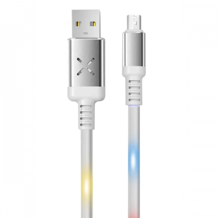 Konfulon DC09 Ses Duyarlı Işıklı Micro USB Kablo 1M 2A - Beyaz