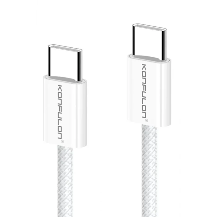 Konfulon DC130 2M 60W Type-C to Type-C Örgülü Hızlı Şarj Kablosu - Beyaz