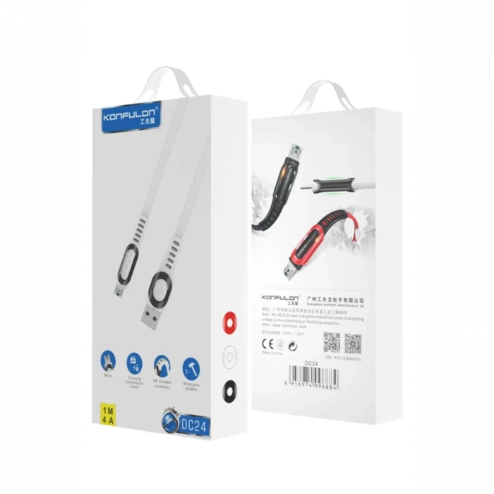 Konfulon DC24 Micro USB Kablo 1.2M 4A - Siyah