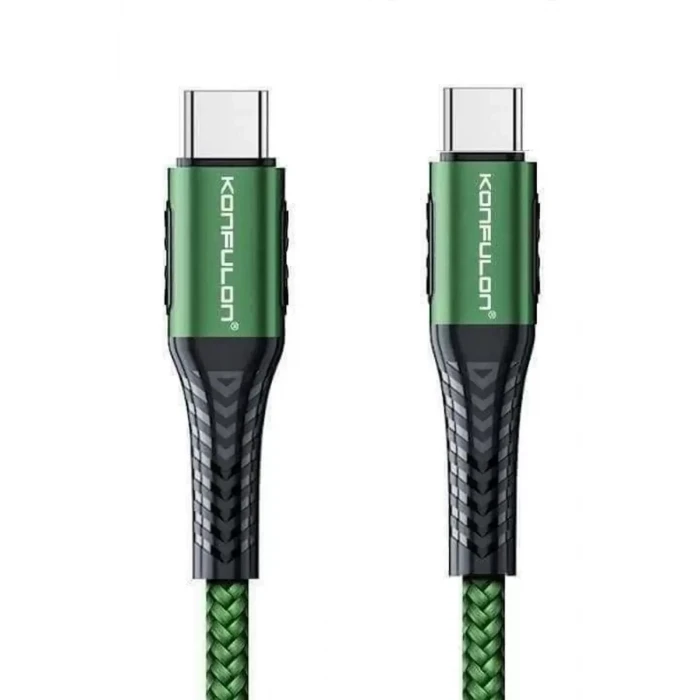 Konfulon DC43 Type-C to Type-C 1M Örgü 60W Hızlı Şarj Kablo - Yeşil