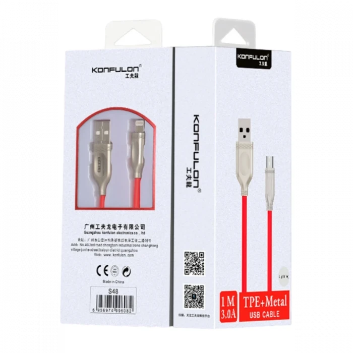 Konfulon S48 Lightning Kablo iphone Uyumlu 1M 3A - Siyah