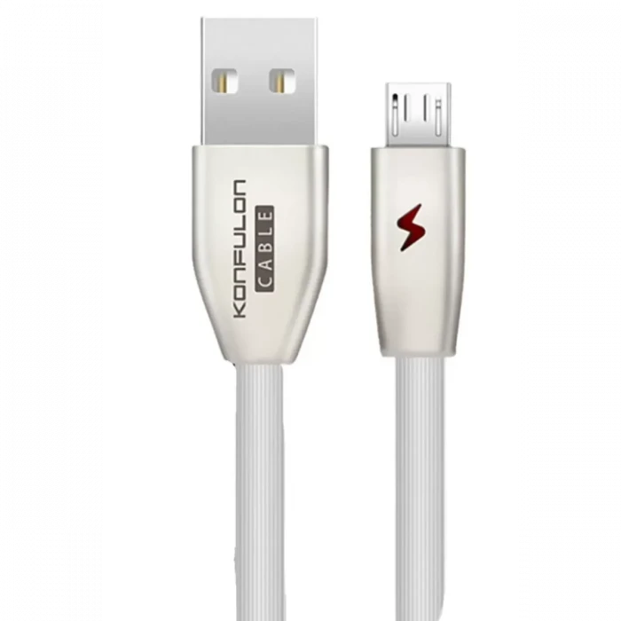 Konfulon S53 Led Işıklı Micro USB Kablo 1M 3A - Beyaz