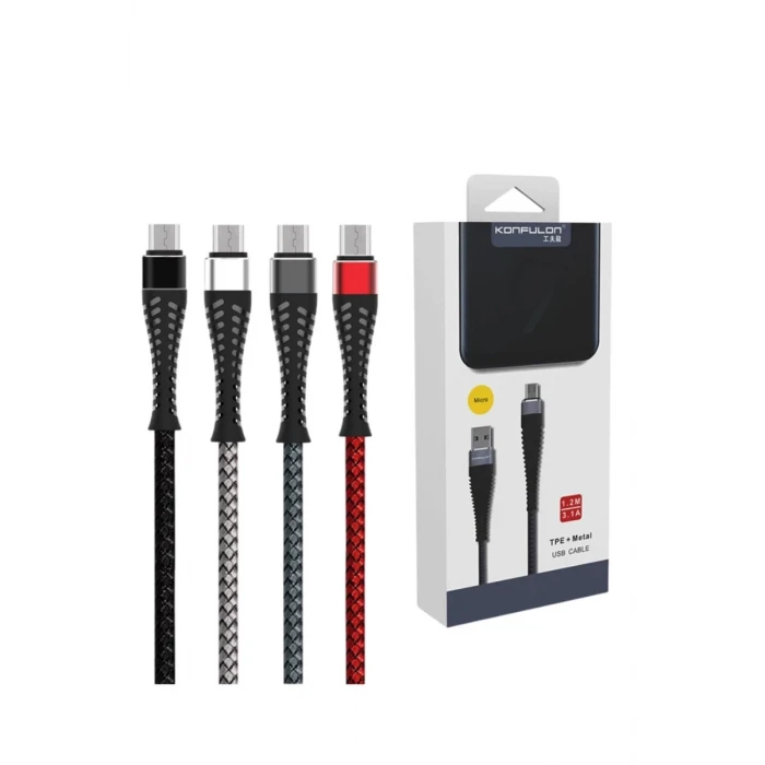 Konfulon S61 Micro USB Kablo 1.2M 2.1A - Siyah