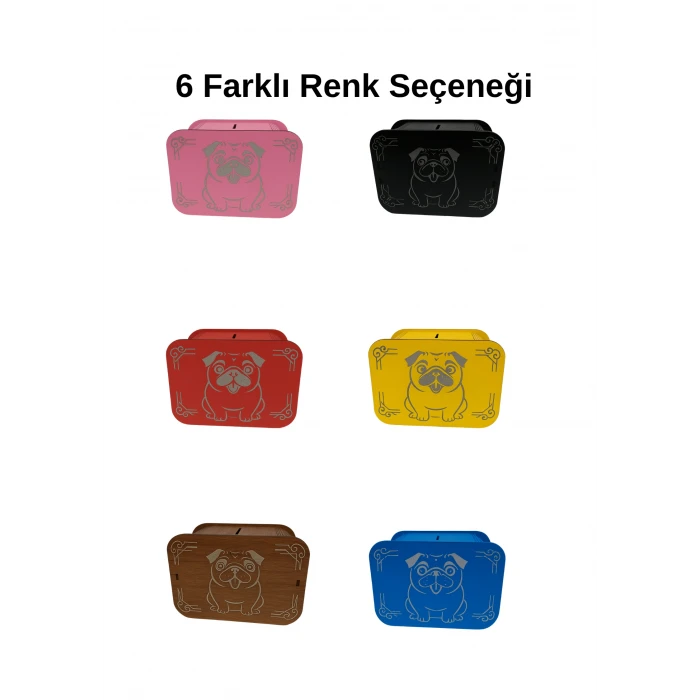 Köpek Kumbara - Ağaç işleme -Ceviz Ağacı-Pembe
