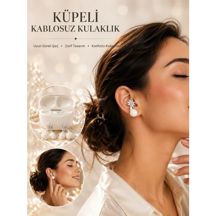 Küpeli Kablosuz Bluetooth Kulaklık Uzun Süreli Şarj Özellikli