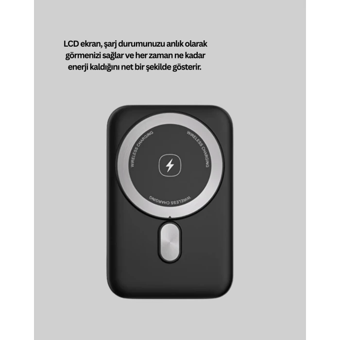 LCD Ekranlı Kablosuz Powerbank Type C ve USB Çıkışlı Yeni Nesil