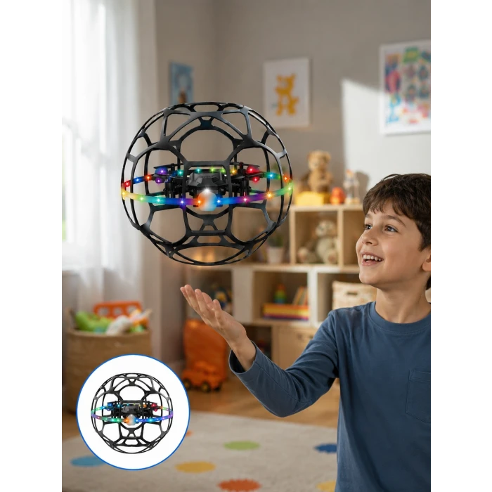 LED Işıklı Futbol Topu Mini Drone Akıllı Sensörlü El Kontrollü