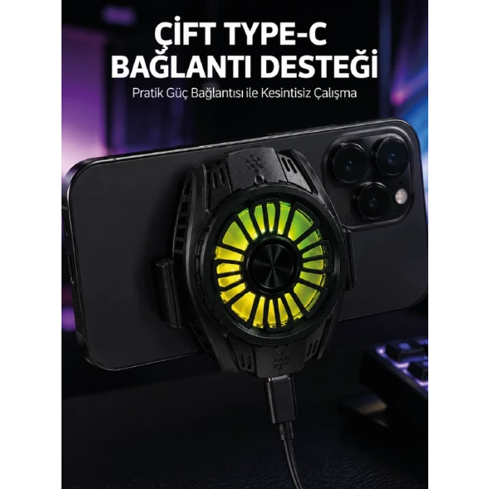 Manyetik Bağlantılı Çift Type-C Girişli Telefon Soğutucu