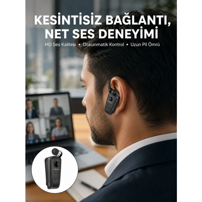 Mikrofonlu Makaralı Bluetooth Kulakiçi Kulaklık Android ve İOS Uyumlu Yeni Nesil