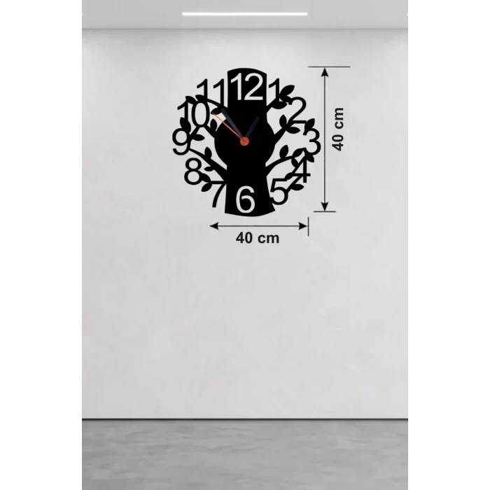 Modern Hayat Ağacı Tasarım Ahşap Duvar Saati - 40x40 cm Dekoratif
