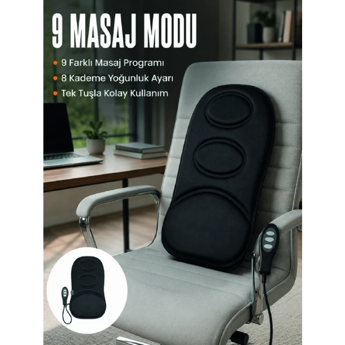 Motorlu Isıtmalı Masaj Minderi Masaj Modlu Ev, Ofis ve Araç Koltuk Pedi