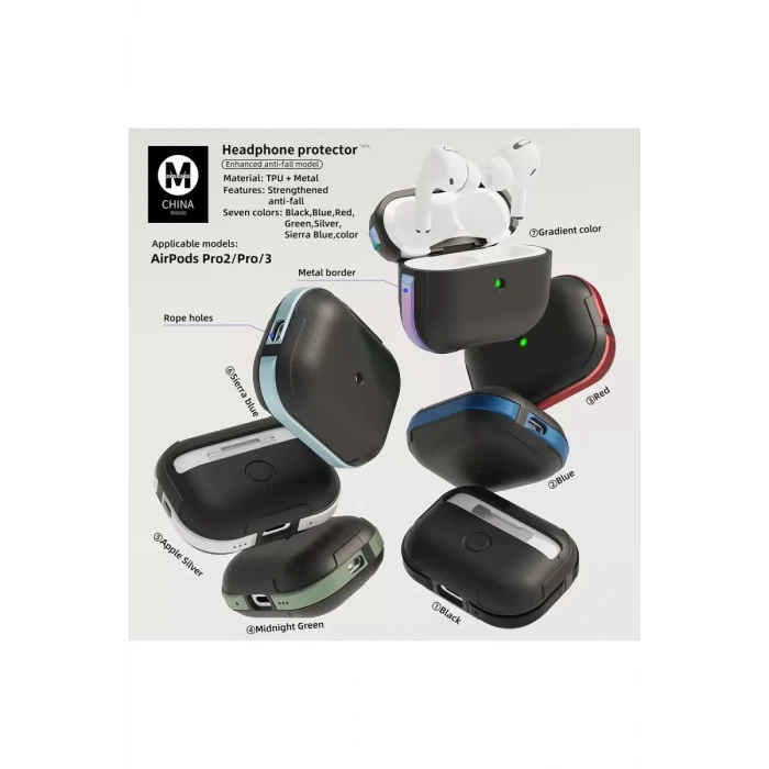 Movenchy Apple Airpods 3 (3.nesil) MO-A8 Armor Kılıf - Gümüş