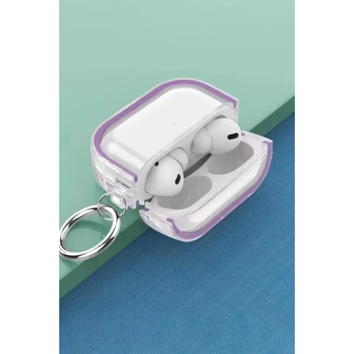 Movenchy Apple Airpods Pro 2 (2.nesil) Shiny Şeffaf Kılıf - Pembe