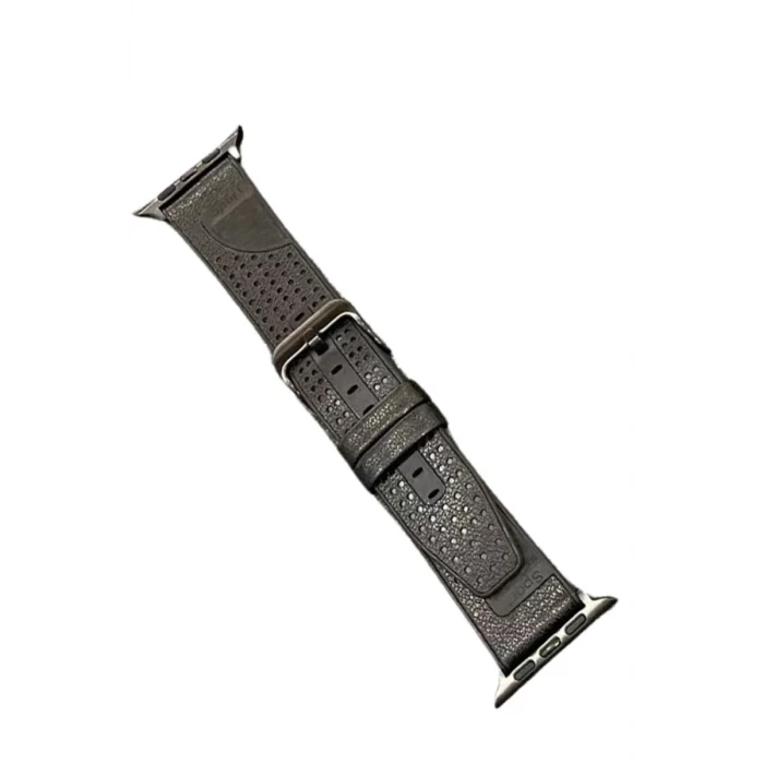 Movenchy Apple Watch 45mm Buff Deri Kordon - Siyah