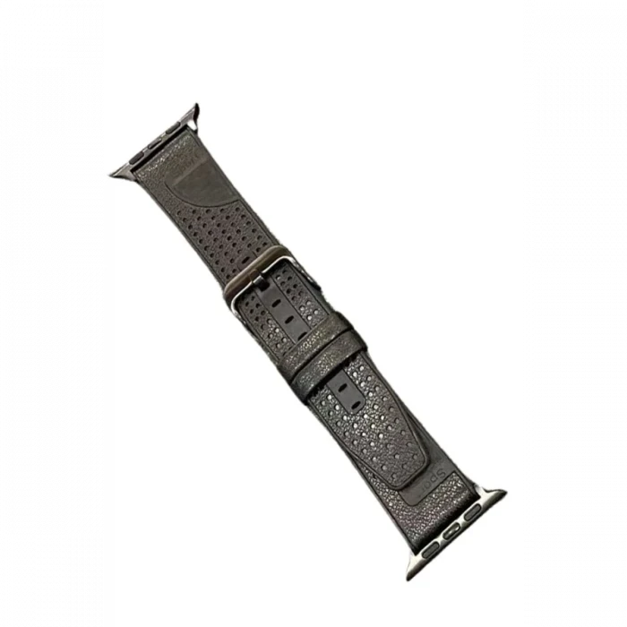 Movenchy Apple Watch 45mm Buff Deri Kordon - Siyah