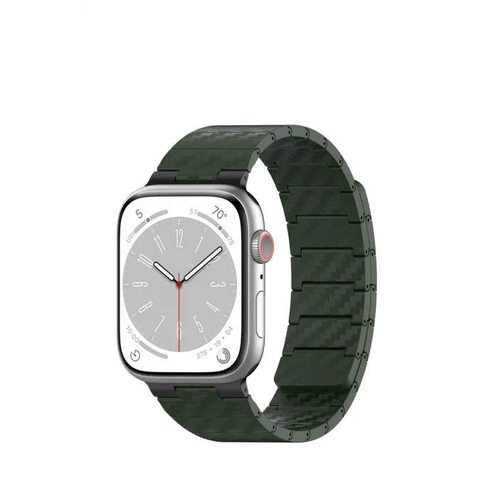 Movenchy Apple Watch 45mm Carbon Steel Kordon - Koyu Yeşil