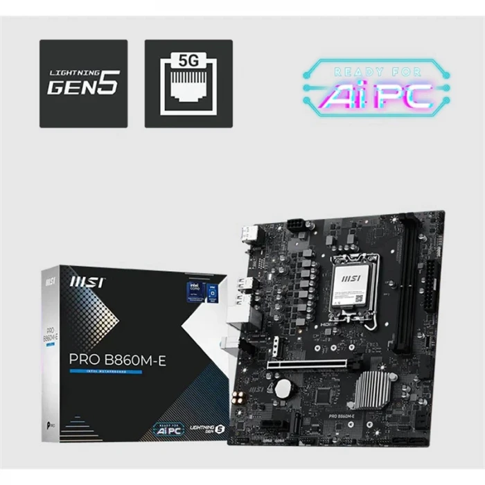MSI PRO B860M-E DDR5 9066MHZ 1XHDMI 1XDP 2XM.2 USB MATX 1851P(INTEL ULTRA PROCESSORS SERIES 2)