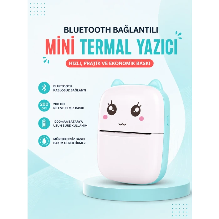 Mürekkepsiz Baskı Teknolojili Bluetooth Cep Yazıcısı