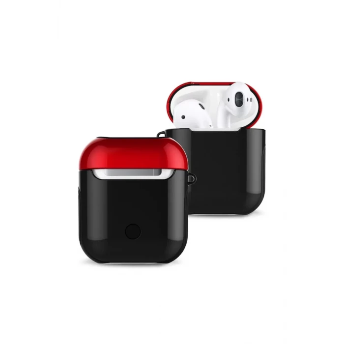 Newface Apple Airpods 2 (2.nesil) 3in1 Kılıf - Siyah-Kırmızı