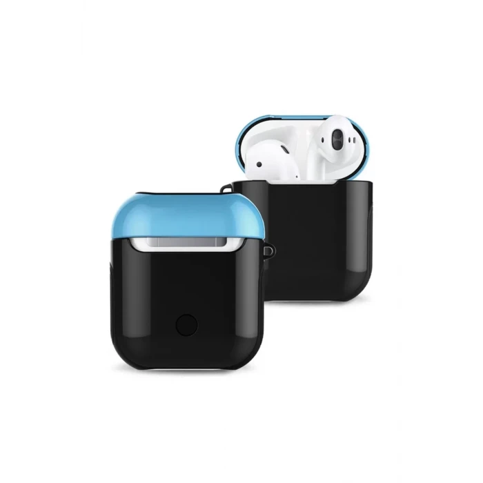 Newface Apple Airpods 2 (2.nesil) 3in1 Kılıf - Siyah-Mavi