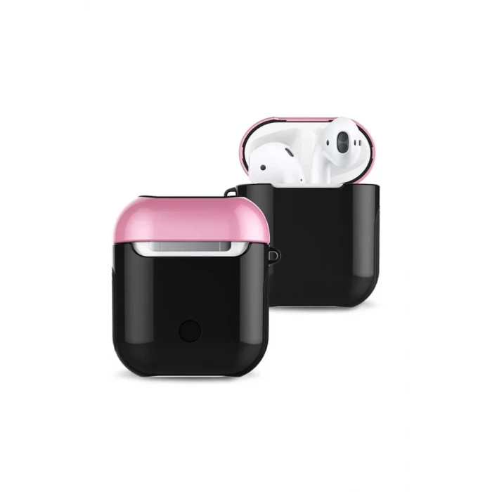 Newface Apple Airpods 2 (2.nesil) 3in1 Kılıf - Siyah-Pembe