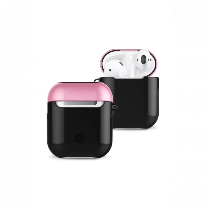 Newface Apple Airpods 2 (2.nesil) 3in1 Kılıf - Siyah-Pembe