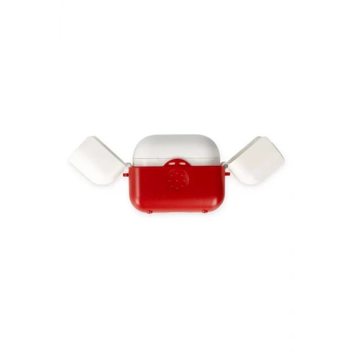Newface Apple Airpods 3 (3.nesil) Basmalı Kılıf - Kırmızı-Beyaz