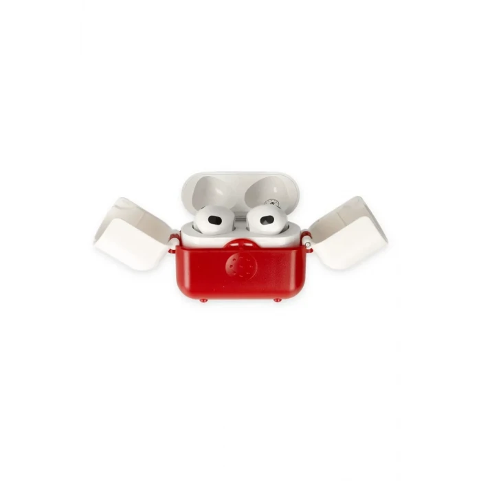 Newface Apple Airpods 3 (3.nesil) Basmalı Kılıf - Kırmızı-Beyaz
