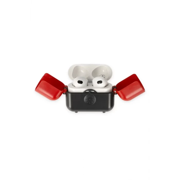 Newface Apple Airpods 3 (3.nesil) Basmalı Kılıf - Siyah-Kırmızı