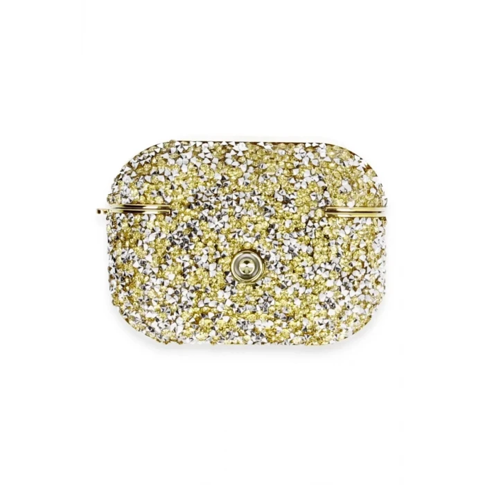 Newface Apple Airpods Pro 2 (2.nesil) Luz Taşlı Kılıf - Gold