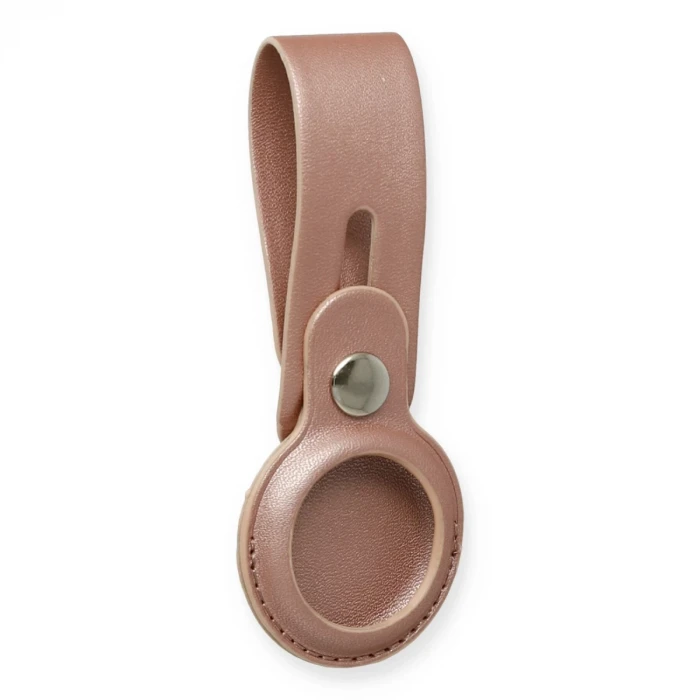 Newface Airtag Askılı Deri Kılıf - Rose Gold