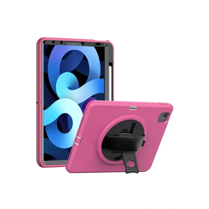 Newface Apple iPad 2022 10.9 (10.nesil) Kılıf Hand Strap Tablet Kılıfı - Pembe