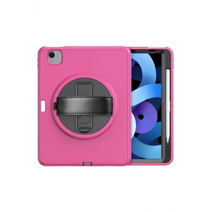 Newface Apple iPad 2022 10.9 (10.nesil) Kılıf Hand Strap Tablet Kılıfı - Pembe